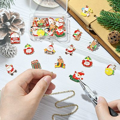30Pcs 15 Styles Christmas Music Theme Alloy Enamel Pendants FIND-CJ0002-53-1