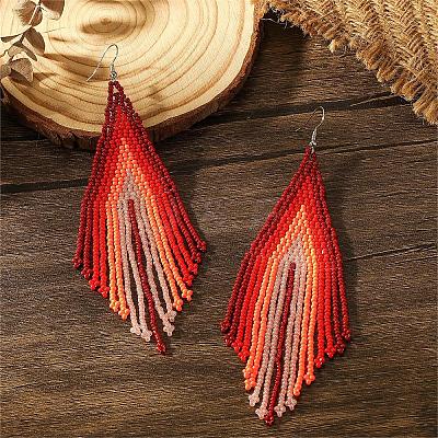 Bohemian Style Handmade Glass Bead Dangle Earrings CE1150-1