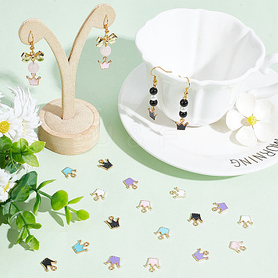 60Pcs 5 Colors Alloy Enamel Charms ENAM-SC0003-43-1