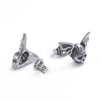 Retro 304 Stainless Steel Stud Earrings EJEW-L248-019AS-1
