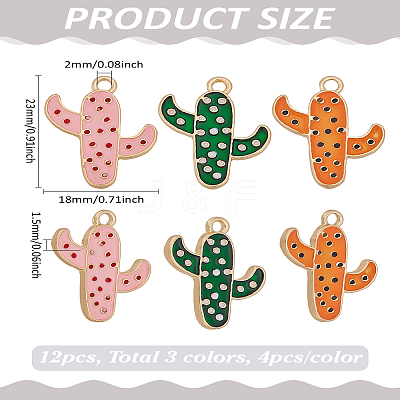 12Pcs 3 Colors Alloy Enamel Pendants ENAM-LP0002-20-1