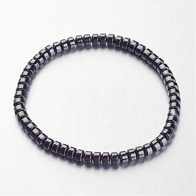Non-magnetic Synthetic Hematite Beaded Stretch Bracelets BJEW-F228-01-1