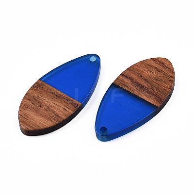 Transparent Resin & Walnut Wood Pendants X-RESI-N025-032-C03-1