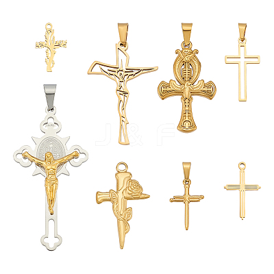 8Pcs 8 Styles 304 Stainless Steel Pendants STAS-PH0006-06-1