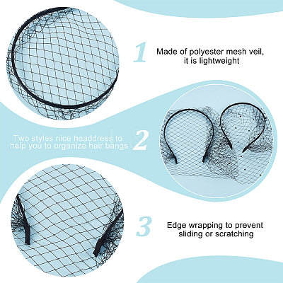 2Pcs 2 Colors Mesh Veil Cloth Hair Bands FIND-OC0003-95A-1