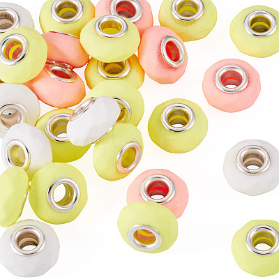 30Pcs Spray Painted Faceted Resin European Beads RESI-TADJ0001-05A-1