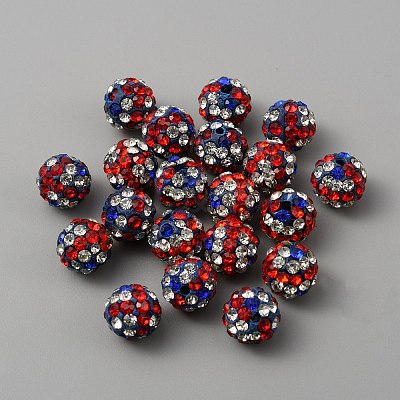 Polymer Clay Rhinestone Beads CLAY-WH0011-01-1
