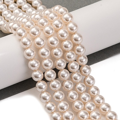Baking Paint Pearlized Glass Pearl Round Bead Strands PEAR-H019-02B-02-1