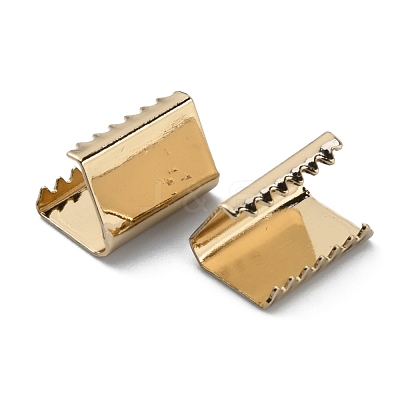 Brass Ribbon Crimp Ends KK-WH0046-34A-LG-1