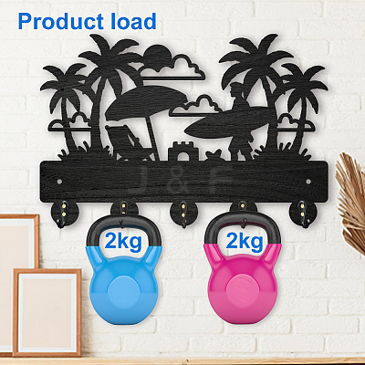 Wood & Iron Wall Mounted Hangers HJEW-WH0055-063-1