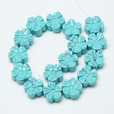 Carved Synthetic Turquoise Beads Strands G-T122-08I-1