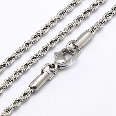 Tarnish Resistant Trendy Men's 304 Stainless Steel Rope Chain Necklaces NJEW-M072-B-02-1