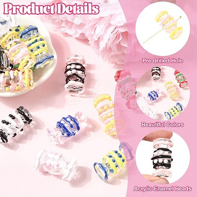 28Pcs 7 Colors Transparent Acrylic Enamel Beads OACR-CJ0002-85-1