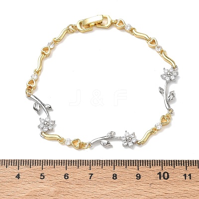 Brass Micro Pave Cubic Zirconia Link Chain Bracelets for Women BJEW-C156-04B-05GP-1