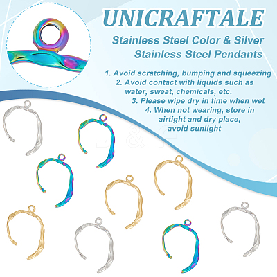 12Pcs 3 Colors 304 Stainless Steel Pendants STAS-UN0046-31-1