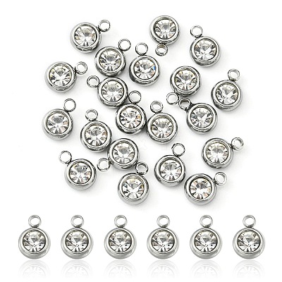 20Pcs 201 Stainless Steel Rhinestone Charms STAS-YW0002-02A-1