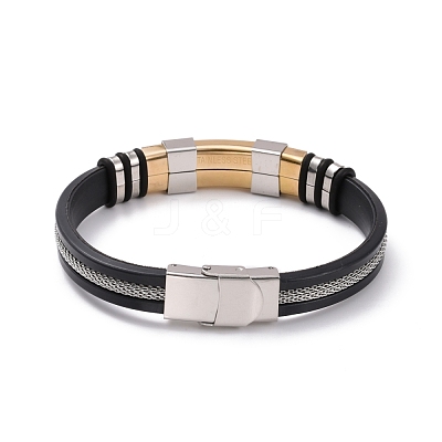 Men's Silicone Cord Bracelet BJEW-M206-02P-1
