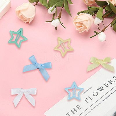 12Pcs Star Iron Snap Hair Clips OHAR-CP0001-24B-1