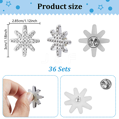 36Pcs Plastic with Rhinestone Brooches JEWB-GA00008-1