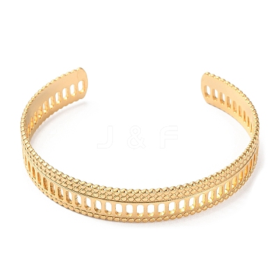304 Stainless Steel Hollow Oval Cuff Bangles BJEW-F457-19G-1