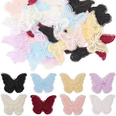 40Pcs 8 Colors Polyester Butterfly DIY-SP0006-27-1