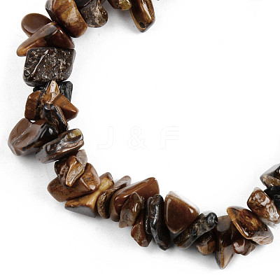 Unisex Chip Natural Tiger Eye Beaded Stretch Bracelets BJEW-S143-02-1