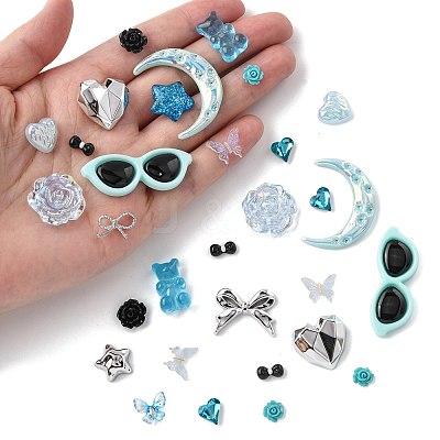 ABS Plastic Imitation Pearl & Alloy & Acrylic & Resin Cabochons Findings Kits DIY-FS0009-78-1