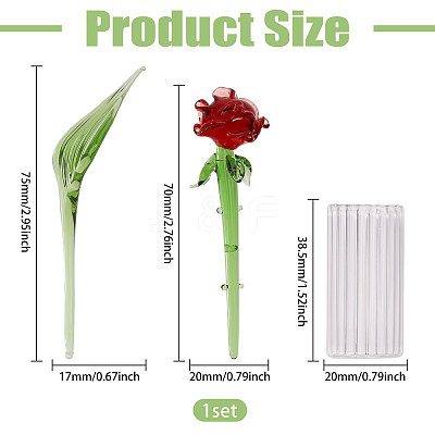2Pcs Glass Flower Display Decorations AJEW-CO0001-04C-1