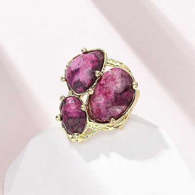 Natural Quartz Cuff Rings RJEW-M076-06G-02-1