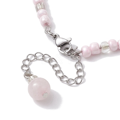 Handmade Seed Beads with Natural Rose Quartz Bracelet Making AJEW-MZ00001-01-1