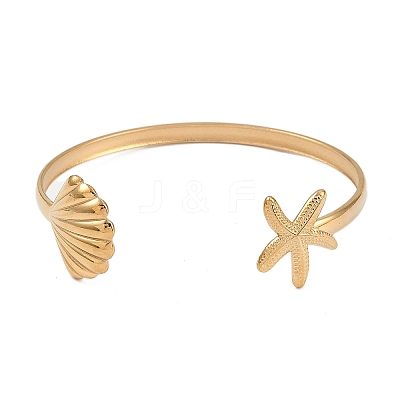 304 Stainless Steel Cuff Bangles for Women BJEW-A024-01G-1