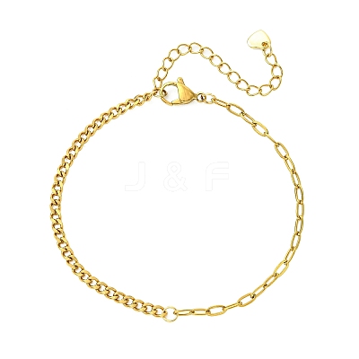 304 Stainless Steel Curb Chain & Paperclip Chain Bracelets BJEW-JB14161-01-1