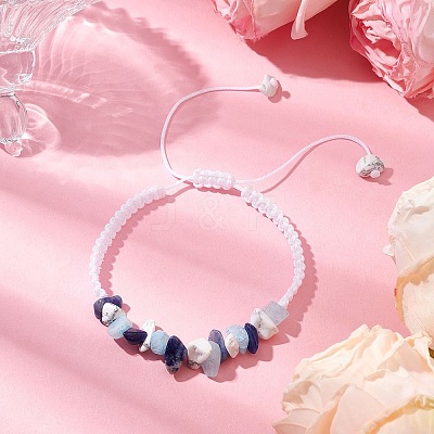 Adjustable Natural Gemstone Braided Bracelets for Women BJEW-JB10995-02-1
