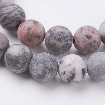 Natural Pink Zebra Jasper Beads Strands G-J376-46F-4mm-1