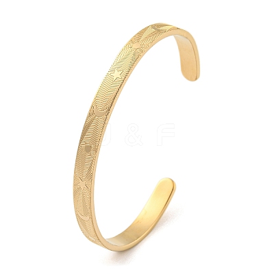Stainless Steel Open Cuff Bangles for Women BJEW-G708-01A-G-1