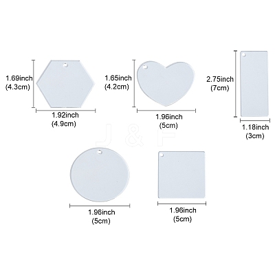 50Pcs 5 Styles Transparent Acrylic Disc Big Pendants TACR-YW0008-09-1