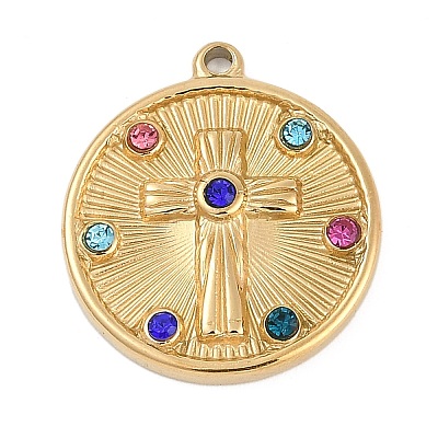 304 Stainless Steel Rhinestone Pendants STAS-I325-037G-03-1