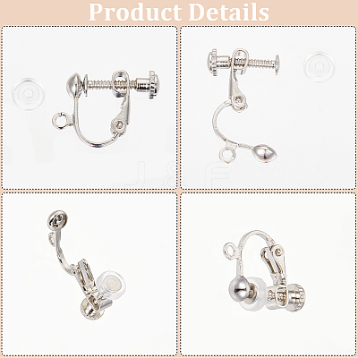 36Pcs Brass Screw On Clip-on Earring Findings KK-SP0001-18P-1