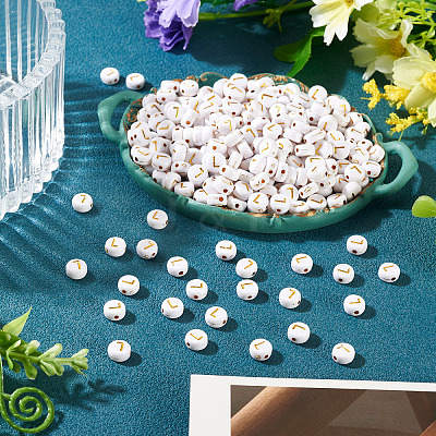 500Pcs Plating Acrylic Beads PACR-TADJ0001-01L-1
