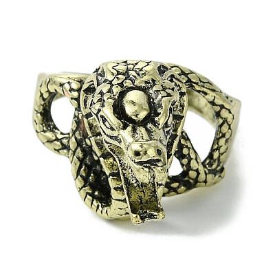 Snake Alloy Cigarette Holder Ring RJEW-K275-25AB-1