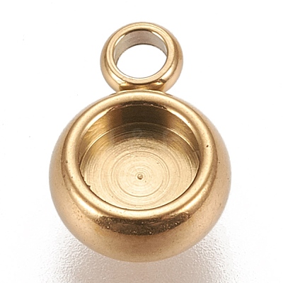 Ion Plating(IP) 304 Stainless Steel Pendant Cabochon Settings STAS-K202-03A-G-1
