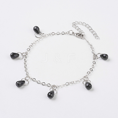 Faceted Natural Gemstone Anklets AJEW-AN00222-1