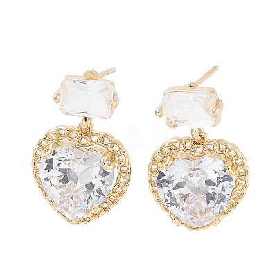 Brass with Glass Dangle Stud Earrings EJEW-Q800-13KCG-1