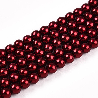 Baking Paint Pearlized Glass Pearl Bead Strands HY-N002-4mm-A13-1