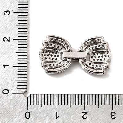 Brass Micro Pave Clear Cubic Zirconia Fold Over Clasps KK-C075-34P-1
