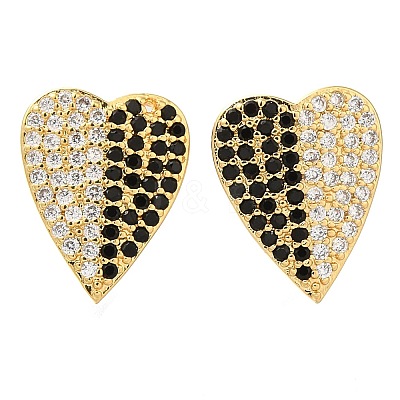 Brass Pave Cubic Zirconia Stud Earrings EJEW-M088-02G-1