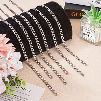 Stainless Steel Curb Chain Necklaces for Men Women NJEW-TAC0001-018-1