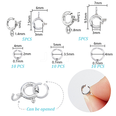 10Pcs 2 Styles 925 Sterling Silver Spring Ring Clasps STER-GA0001-21-1