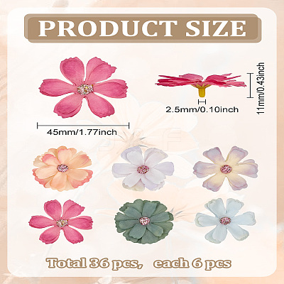 36Pcs 6 Colors Silk Cloth Artifical Flower DIY-LP0003-30B-1