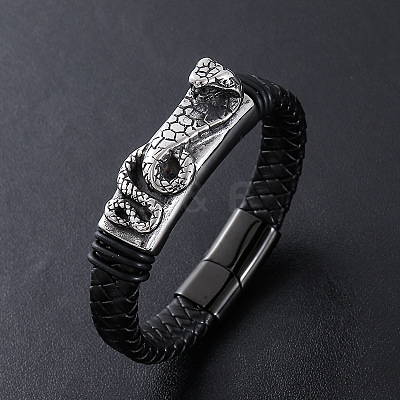 Punk Braided PU Leather Cord Bracelets ZB4268-2-1